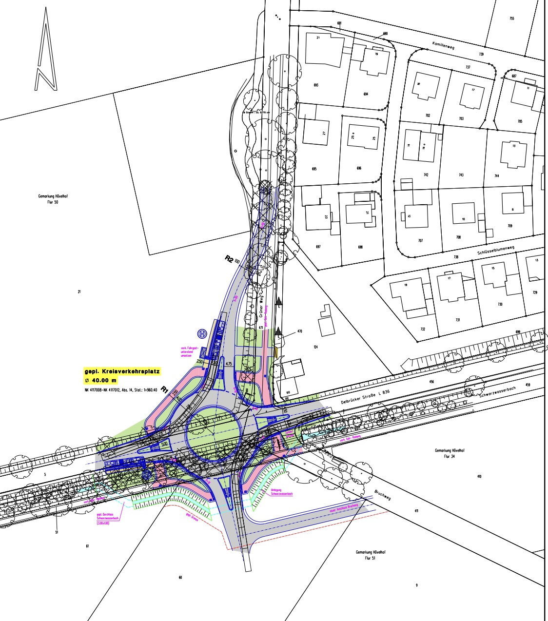 Zeichnung des geplanten Kreisverkehrs. Quelle: Gemeindeverwaltung H�velhof